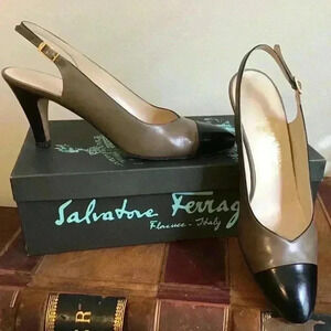 Vintage Salvatore Ferragamo Slingback Two-Tone Shoes.